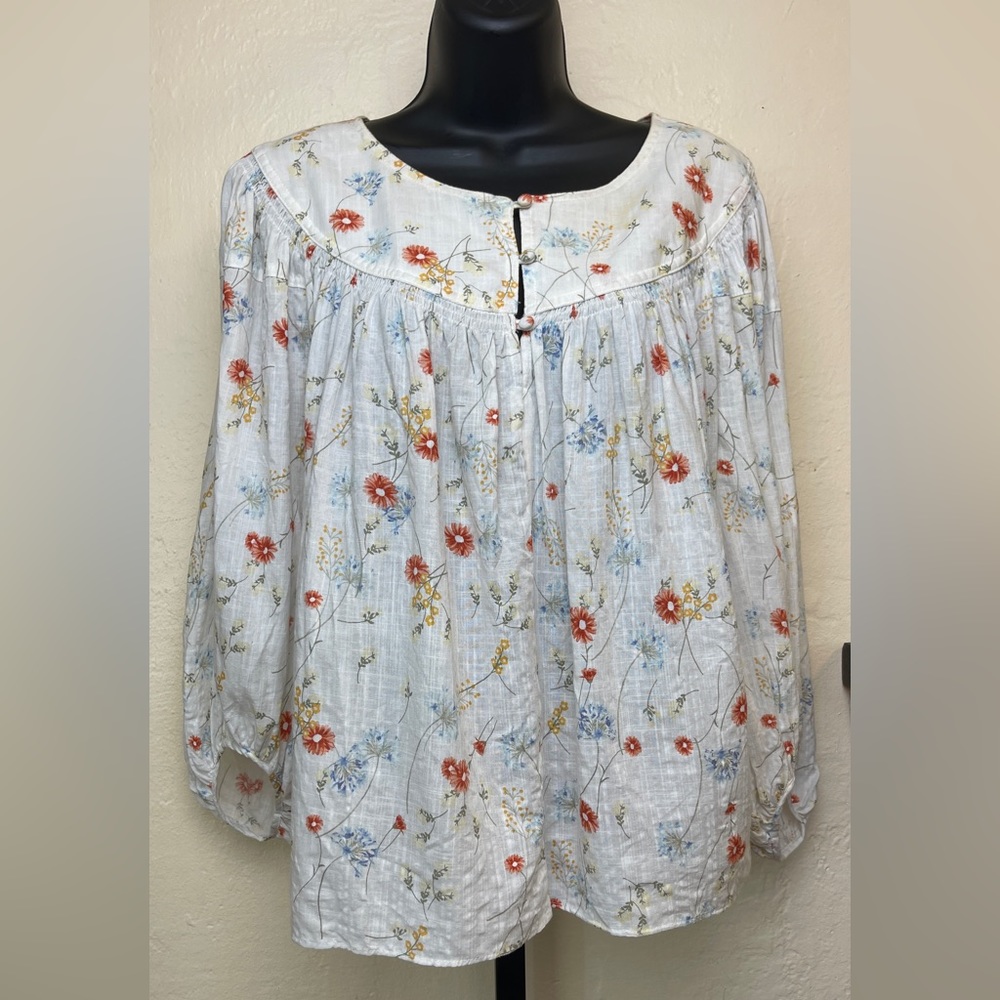 A.N.A. Boxy Top Floral Raglan, 3/4 Sleeve‎ Blouse / XL
